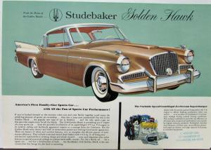 1958 Studebaker Golden Hawk Color Data Sheet Original