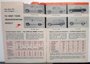 1960 Studebaker Lark Comparison Sales Brochure Corvair Falcon Valiant Rambler