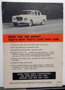 1960 Studebaker Lark Comparison Sales Brochure Corvair Falcon Valiant Rambler