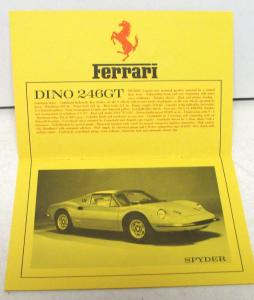 1971 1972 Ferrari Dealer Brochure Dino 246GT Spyder 365 GTC4 GTB4 Reno Nevada