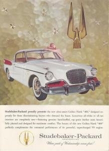 1957 1958 Studebaker Packard Golden Hawk 400 Original Color Postcard