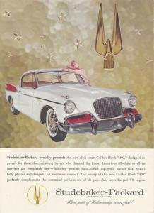 1957 1958 Studebaker Packard Golden Hawk 400 Original Color Postcard