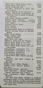 1962 Studebaker ALEWIFE Motors Price List Regal Deluxe Lark Daytona Hawk Accesso