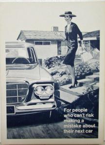 1962 Studebaker Lark Sales Folder Bus Reply Card For Test Drive Targeting Nurses