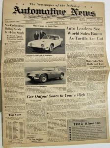 1962 Automotive News Issue  April 30 No 3861 Auto Industry Publication Original