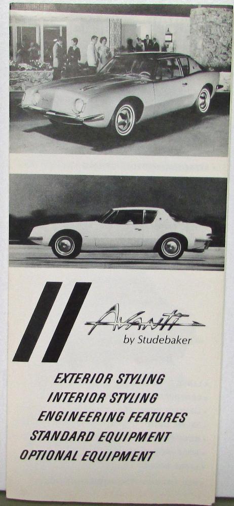 1963 Studebaker Avanti Style Equipment Chassis Specs White Sales Folder Orig