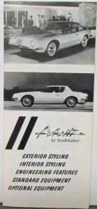 1963 Studebaker Avanti Style Equipment Chassis Specs White Sales Folder Orig