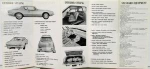 1963 Studebaker Avanti Style Equipment Chassis Specs White Sales Folder Orig