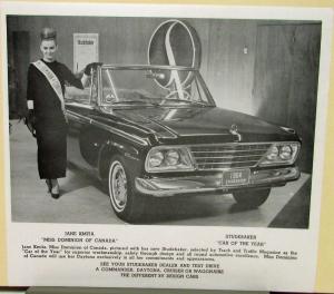 1964 Studebaker Daytona & Miss Dominion of Canada Jane Kmita Press Photo Orig