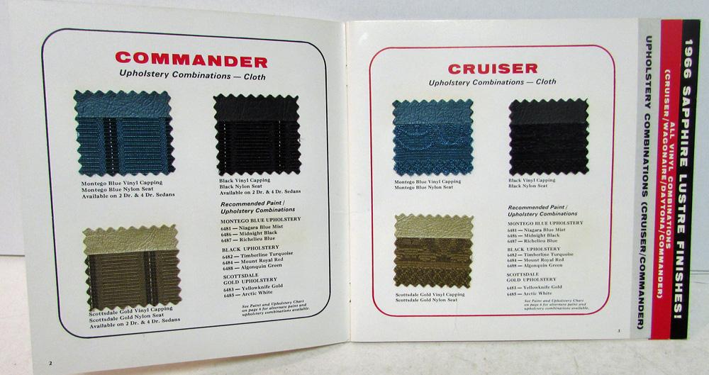 1966 Studebaker Decor Color & Trim Cruiser Wagonaire Daytona Commander Orig
