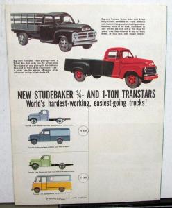 1956 Studebaker Transtar 3/4 & 1 Ton Trucks 2E12 & 2E13 Model Sales Folder Orig