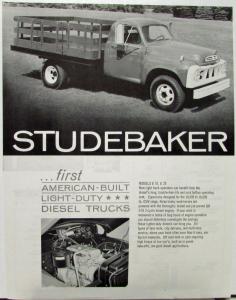 1960 Studebaker LD Diesel Trucks Models E15 & E25 Sales Data Sheet Original