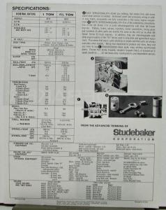 1960 Studebaker LD Diesel Trucks Models E15 & E25 Sales Data Sheet Original