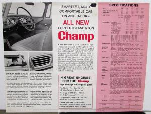 1960 Studebaker Champ Truck Series 6E5 6E7 6E10 6E12 Data Sheet Original
