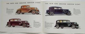 1932 Hudson Greater 8 Sedan Coupe Coach Suburban Brougham Sales Brochure Orig