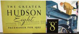 1932 Greater Hudson Eight Pacemaker Color Sales Brochure