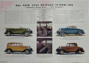 1933 Hudson Super Six Pacemaker Auto Models Color Sales Folder Original