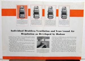 1933 Hudson & Terraplanes Year Round Draftless Ventilation Sales Folder Orig