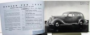 1936 Hudson Sixes & Eights Coupe Brougham Sedan Convertible Sales Brochure Orig