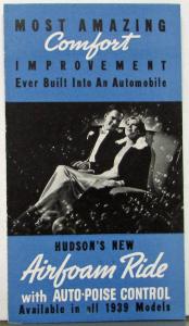 1939 Hudson Airfoam Ride with Auto Poise Control Sales Folder Original