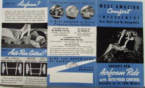 1939 Hudson Airfoam Ride with Auto Poise Control Sales Folder Original