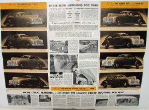 1940 Hudson Six Deluxe Eight Super Six & Country Club Series Sales Folder & Ltr