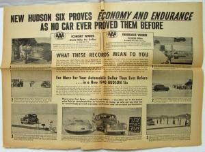 1940 Hudson Six At Bonneville Newspaper Supplement Style Sales Folder Original