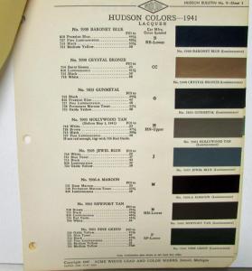 1941 Hudson Color Paint Chips by Acme Proxlin Original