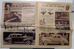 1941 Hudson Six Super Six Commodore Series Newsprint Style Sales Folder Original