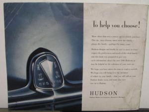 1946 Hudson Super Six and Eight Commodore Six and Eight Sales Brochure Original