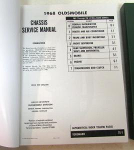 1968 Oldsmobile Dealer Service Shop Manual Cutlass 98 Toronado Vista Cruiser New