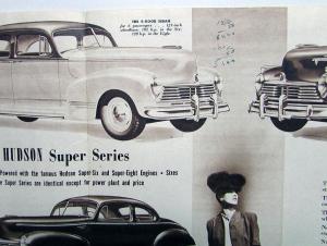 1946 Hudson Super and Commodore Series Sixes & Eights Sales Folder Original
