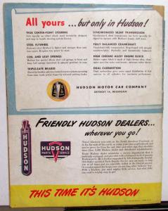 1948 Hudson Super 6 & 8 And Commodore 6 & 8 Color Sales Brochure Original