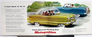 1954-1955 Hudson Metropolitan Color Sales Folder Original