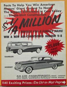 1956 Hudson AMC Nash Single Unit Construction Sweepstakes Original Folder