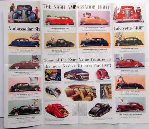 1937 Nash Ambassador 8 & 6 and Lafayette 400 Original Color Sales Folder