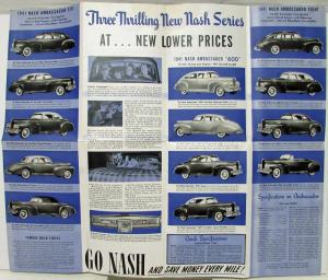 1941 Nash Ambassador Six & Eight & 600 Original Sales Folder