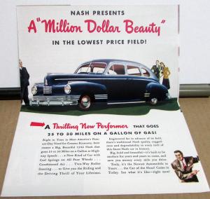 1942 Nash Ambassador Six & Eight & 600 Series Original Color Sales Folder Mailer