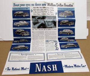 1942 Nash Ambassador Six & Eight & 600 Series Original Color Sales Folder Mailer