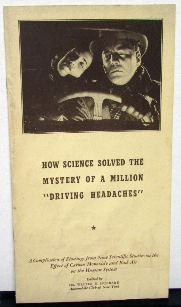 1946 Nash Scientific Studies on Carbon Monoxide  Driving Headaches Brochure