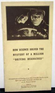 1946 Nash Scientific Studies on Carbon Monoxide Driving Headaches Brochure