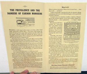 1946 Nash Scientific Studies on Carbon Monoxide Driving Headaches Brochure