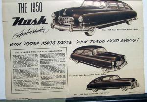 1950 Nash Statesman & Ambassador Airflytes XL Sales Folder Original
