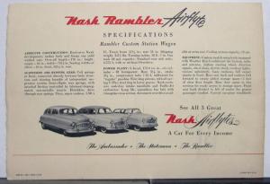 1950 Nash Rambler Airflyte Custom Station Wagon Sales Folder Original