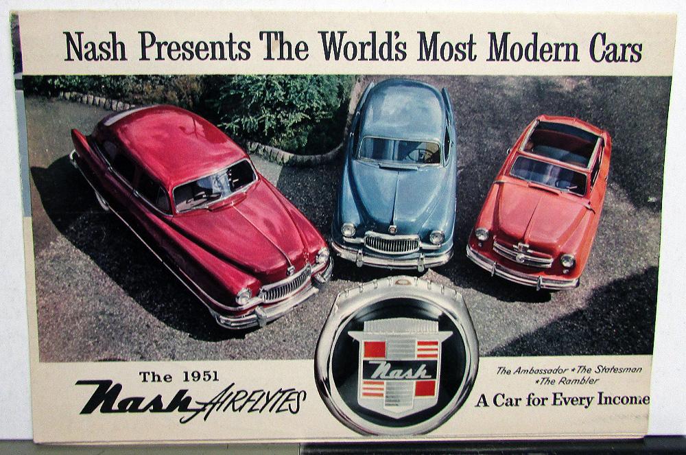 1951 Nash Ambassador Statesman Rambler Airflytes Color Sales Folder Original