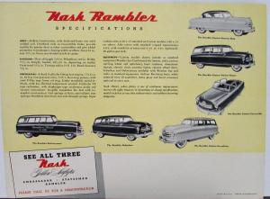 1953 Nash  Rambler Convertible Country Club Wagon Original Color Sales Folder