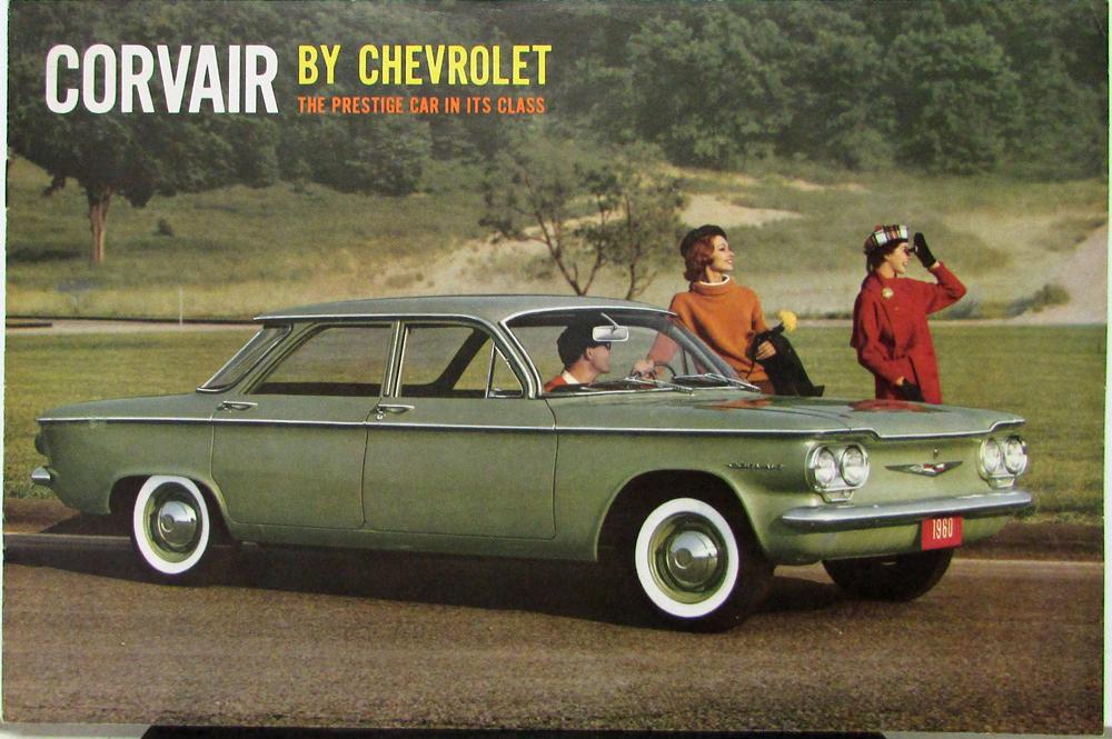 1960 Chevrolet Corvair Sedan & 700 Color Sales Brochure Orig Red Car Inside Page