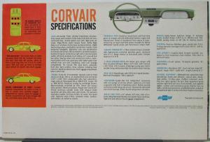 1960 Chevrolet Corvair Sedan & 700 Color Sales Brochure Orig Red Car Inside Page