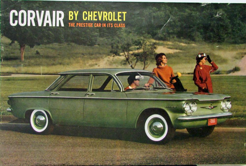 1960 Chevrolet Corvair Sedan & 700 Color Sales Brochure Orig Blue Car Inside Pg
