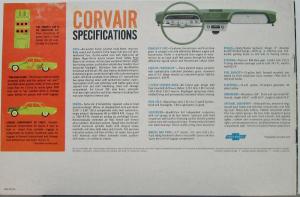 1960 Chevrolet Corvair Sedan & 700 Color Sales Brochure Orig Blue Car Inside Pg